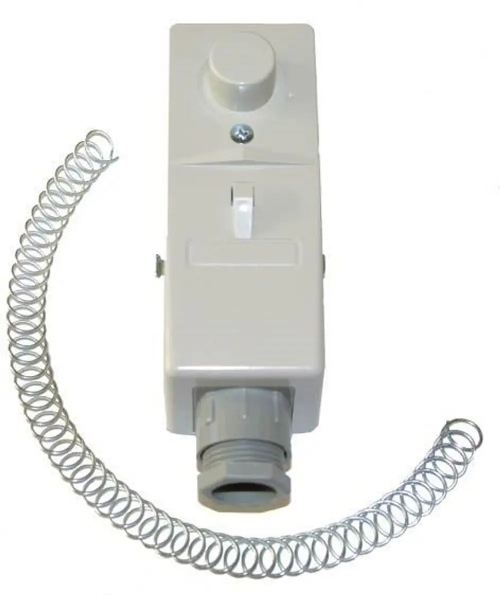 Rohranlegethermostat von Remeha mit einem Drehregler und Schaltmechanismus, ausgestattet mit einem flexiblen Drahtschlauch.